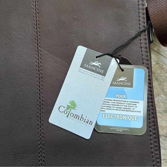 NWT! Mancini 100% Leather, Flap Messenger Bag for Laptops and Tablets, Brown - Picture 5 of 13